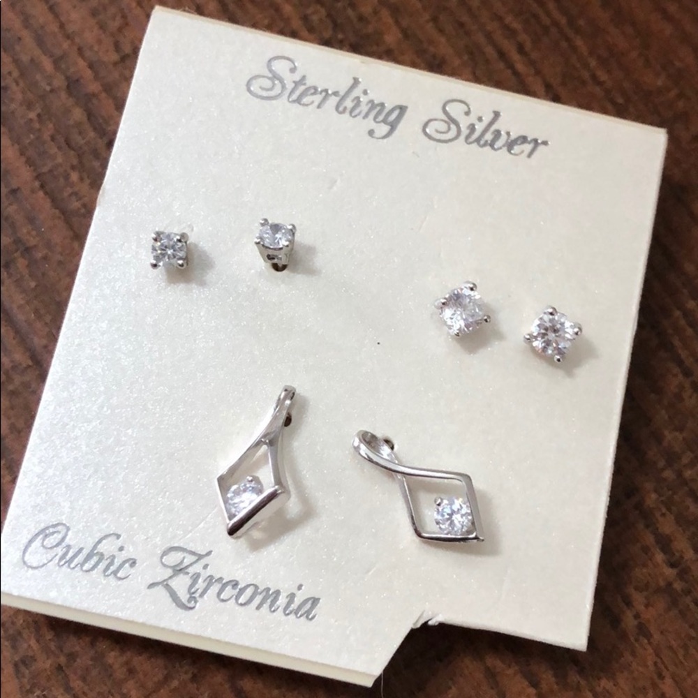 NWT-set of 3 cubic zirconia earrings